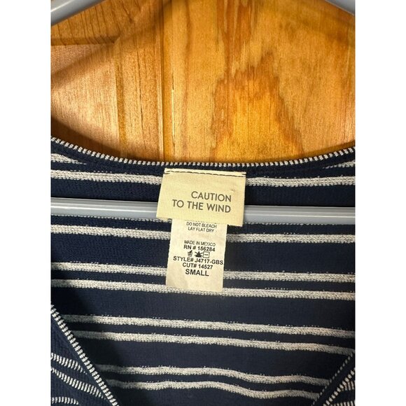 Caution-To-The-Wind Women's Small 13x52 Blue Striped Tie-Front Jumpsuit Romper - Picture 4 of 7